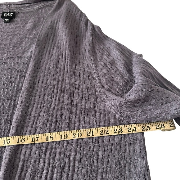 EILEEN FISHER SILK KNIT TEXTURED OPEN PURPLE CARDIGAN SIZE 1X - Picture 10 of 12